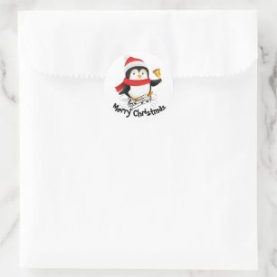 Frohe Weihnachten Pinguin  Runder Aufkleber