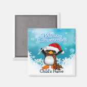 Frohe Weihnachten Pinguin Square Magnet (Vorderseite/Rückseite)