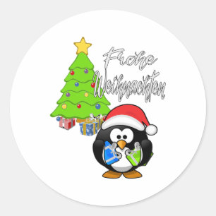 Frohe Weihnachten Pinguin Weihnachtsgeschenk Idee Runder Aufkleber