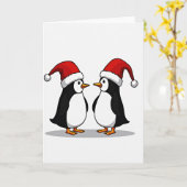 Frohe Weihnachten Pinguine Karte (Gelbe Blume)