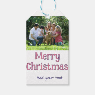 Frohe Weihnachten Pink Blau Foto Familienname Gesc Geschenkanhänger