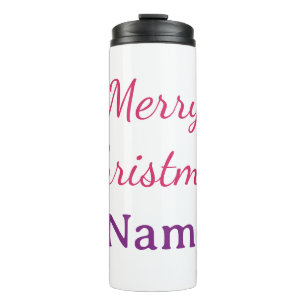 frohe weihnachten pink blau name einfache feiertag thermosbecher