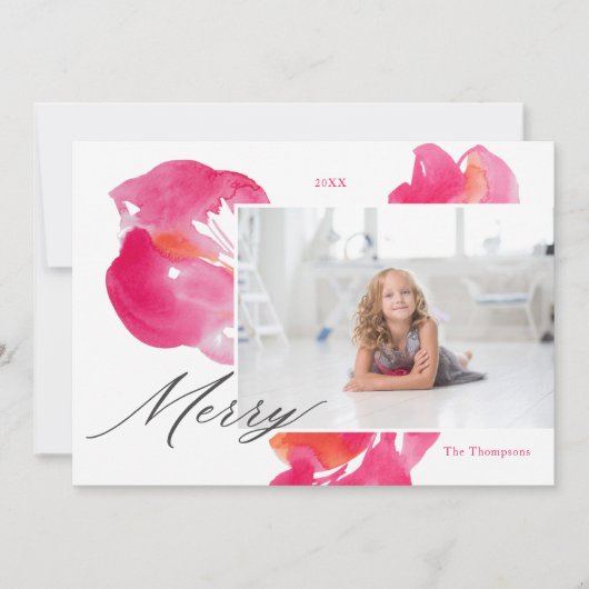 Frohe Weihnachten Pink Bold botanisch (Vorderseite)