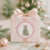 Frohe Weihnachten Pink Bow Runder Aufkleber