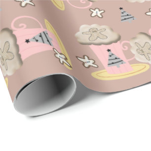 Frohe Weihnachten Pink Cappuccino Wrapping Paper Geschenkpapier