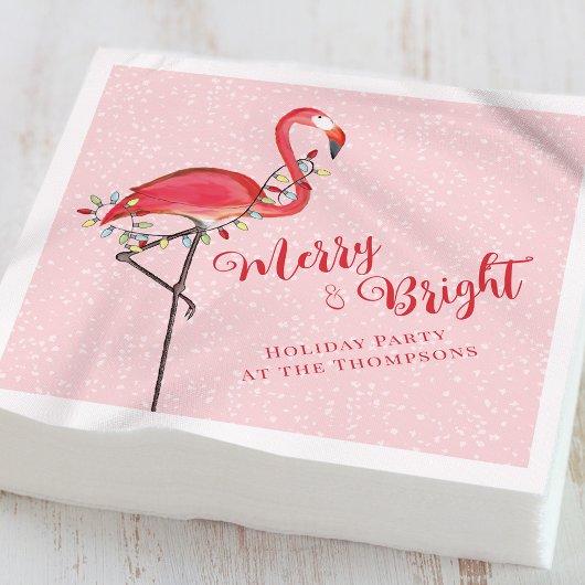 Frohe Weihnachten Pink Flamingo Custom Serviette