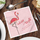Frohe Weihnachten Pink Flamingo Custom Serviette