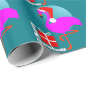 Frohe Weihnachten Pink Flamingo Niedlich Trendy Gr Geschenkpapier (Rolleneckpunkt)