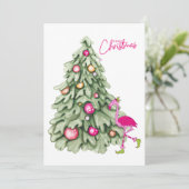 Frohe Weihnachten Pink Flamingo Pastel Tree (Stehend Vorderseite)