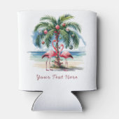 Frohe Weihnachten Pink Flamingo Personalisiert Can Dosenkühler (Rückseite)