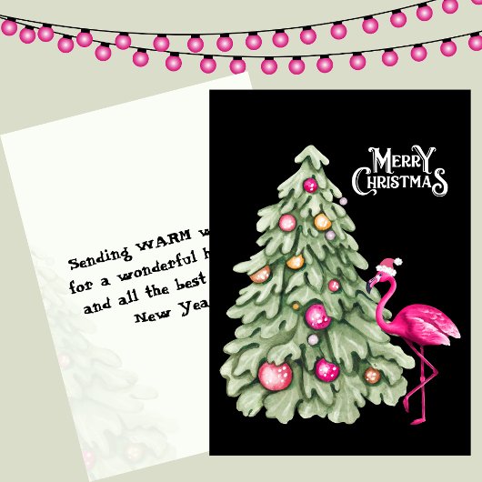 Frohe Weihnachten Pink Flamingo und Pastel Tree