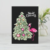 Frohe Weihnachten Pink Flamingo und Pastel Tree (Stehend Vorderseite)