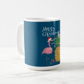 Frohe Weihnachten Pink Flamingo Weihnachten Kaffeetasse (Vorderseite Links)