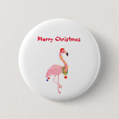 Frohe Weihnachten Pink Flamingo Weihnachtsmannmütz Button (Vorderseite)