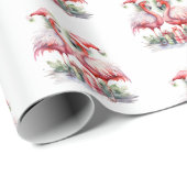 Frohe Weihnachten Pink Flamingos Geschenkpapier (Rolleneckpunkt)