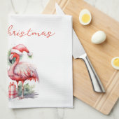 Frohe Weihnachten Pink Flamingos Geschirrtuch (Viertel Falte)