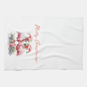 Frohe Weihnachten Pink Flamingos Geschirrtuch (Horizontal)