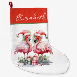 Frohe Weihnachten Pink Flamingos Großer Weihnachtsstrumpf