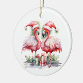 Frohe Weihnachten Pink Flamingos Keramik Ornament (Links)