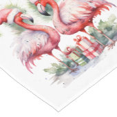 Frohe Weihnachten Pink Flamingos Kurzer Tischläufer (Ecke)