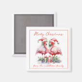 Frohe Weihnachten Pink Flamingos Magnet (Vorderseite/Rückseite)