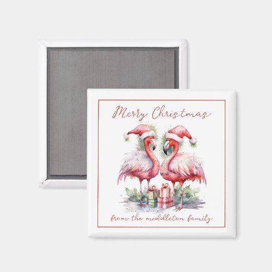 Frohe Weihnachten Pink Flamingos Magnet (Vorderseite/Rückseite)