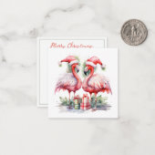 Frohe Weihnachten Pink Flamingos Mitteilungskarte (Vorderseite/Rückseite Beispiel)