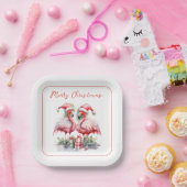 Frohe Weihnachten Pink Flamingos Pappteller (Party)
