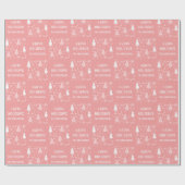 Frohe Weihnachten Pink Geschenkpapier (Flach)