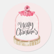 Frohe Weihnachten Pink Glass Dome