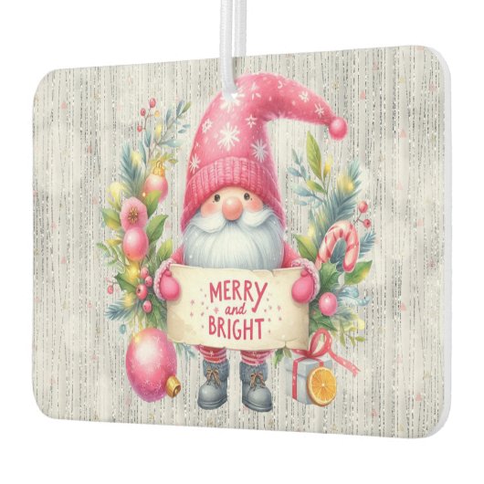 Frohe Weihnachten Pink Gnome Glittery Autolufterfrischer (Links)