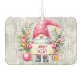 Frohe Weihnachten Pink Gnome Glittery Autolufterfrischer (Vorderseite)