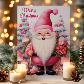 Frohe Weihnachten Pink Gnome Whimsical