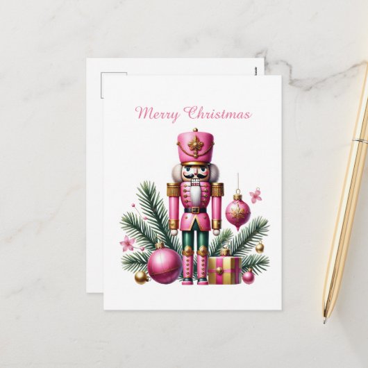 Frohe Weihnachten Pink Nutcracker (Vorderseite/Rückseite Beispiel)