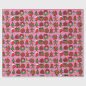 Frohe Weihnachten Pink Ornaments Wrapping Paper Geschenkpapier (Flach)
