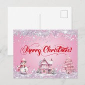 Frohe Weihnachten Pink Postkarte (Vorne/Hinten)