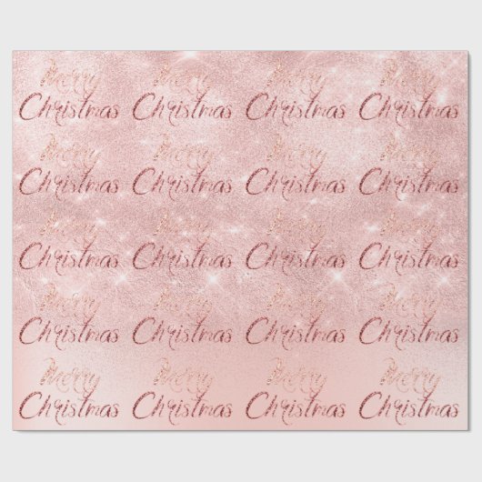 Frohe Weihnachten Pink Rose Glitzer Blush Script L Geschenkpapier (Flach)