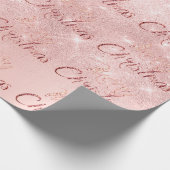 Frohe Weihnachten Pink Rose Glitzer Blush Script L Geschenkpapier (Ecke)
