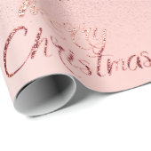 Frohe Weihnachten Pink Rose Glitzer Blush Script L Geschenkpapier (Rolleneckpunkt)