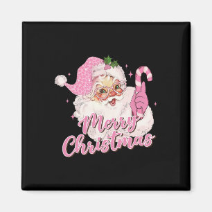 Frohe Weihnachten Pink Santa Claus Vintag Retro Xm Magnet