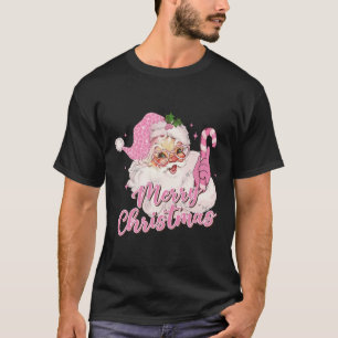 Frohe Weihnachten Pink Santa Claus Vintag Retro Xm T-Shirt