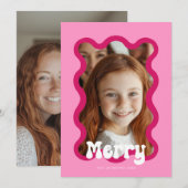 Frohe Weihnachten Pink Scallop Wave Holiday Design (Vorne/Hinten)