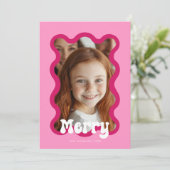Frohe Weihnachten Pink Scallop Wave Holiday Design (Stehend Vorderseite)