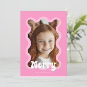 Frohe Weihnachten Pink Scallop Wave Holiday Design (Stehend Vorderseite)