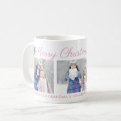 Frohe Weihnachten Pink Script Custom Foto Collage Kaffeetasse (Vorderseite Links)