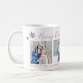 Frohe Weihnachten Pink Script Custom Foto Collage Kaffeetasse (Links)