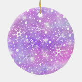 Frohe Weihnachten Pink Snowflake Foto Keramik Ornament (Hinten)