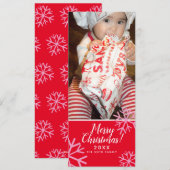 Frohe Weihnachten Pink SnowFlakes Baby Foto Rot (Vorne/Hinten)