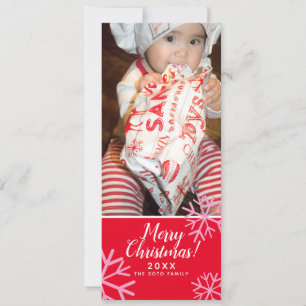 Frohe Weihnachten Pink SnowFlakes Baby Foto Rot