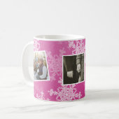 Frohe Weihnachten Pink Snowflakes Foto Collage Kaffeetasse (Vorderseite Links)